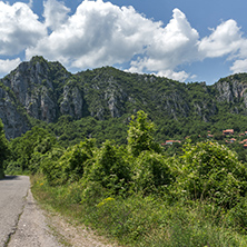 Panorama of Vlasi Village and rock formation of Jerma River Gorge, Dimitrovgrad Region, Serbia