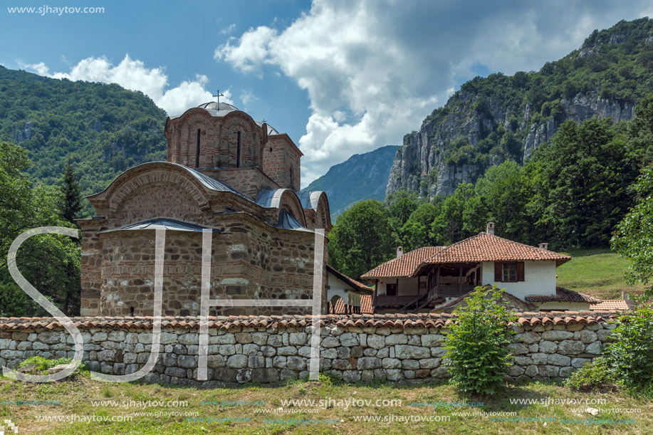 Panoramic view of medieval Poganovo Monastery of St. John the Theologian, Serbia