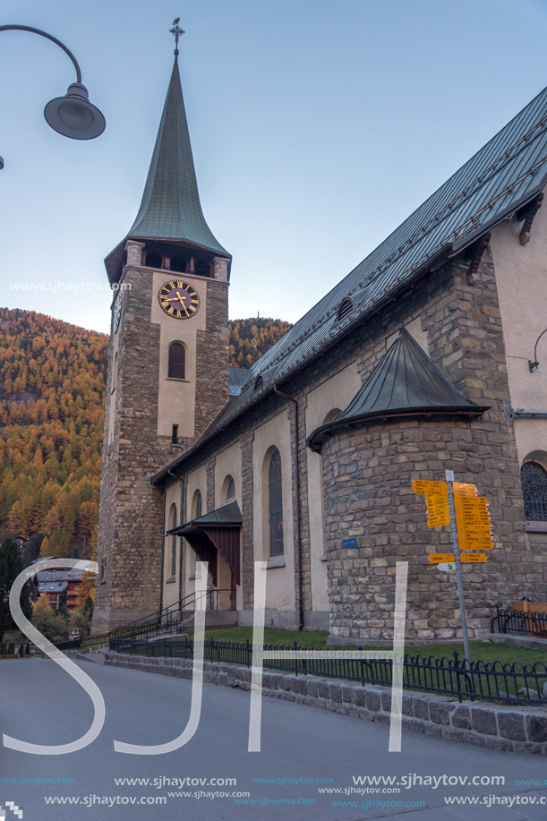 ZERMATT, SWITZERLAND - OCTOBER 27, 2015: Morning view of Zermatt Resort, Canton of Valais, Switzerland