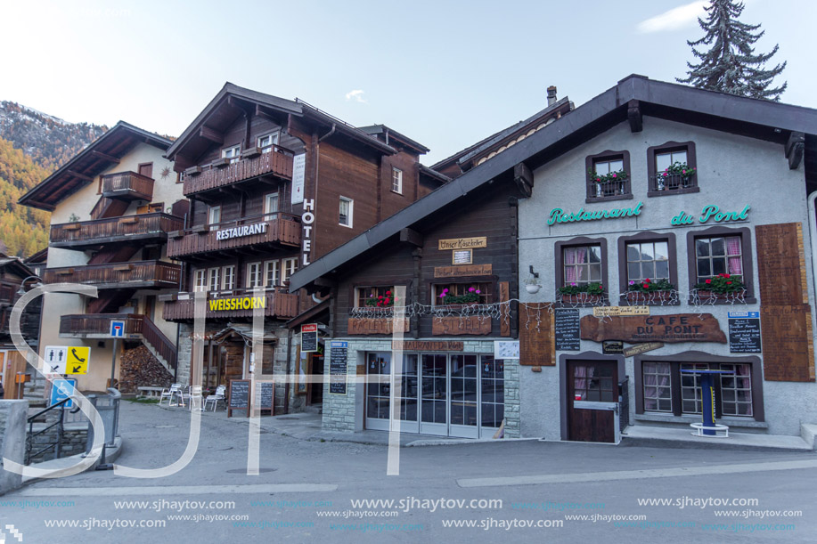 ZERMATT, SWITZERLAND - OCTOBER 27, 2015: Morning view of Zermatt Resort, Canton of Valais, Switzerland