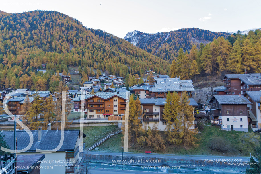 ZERMATT, SWITZERLAND - OCTOBER 27, 2015: Morning view of Zermatt Resort, Canton of Valais, Switzerland