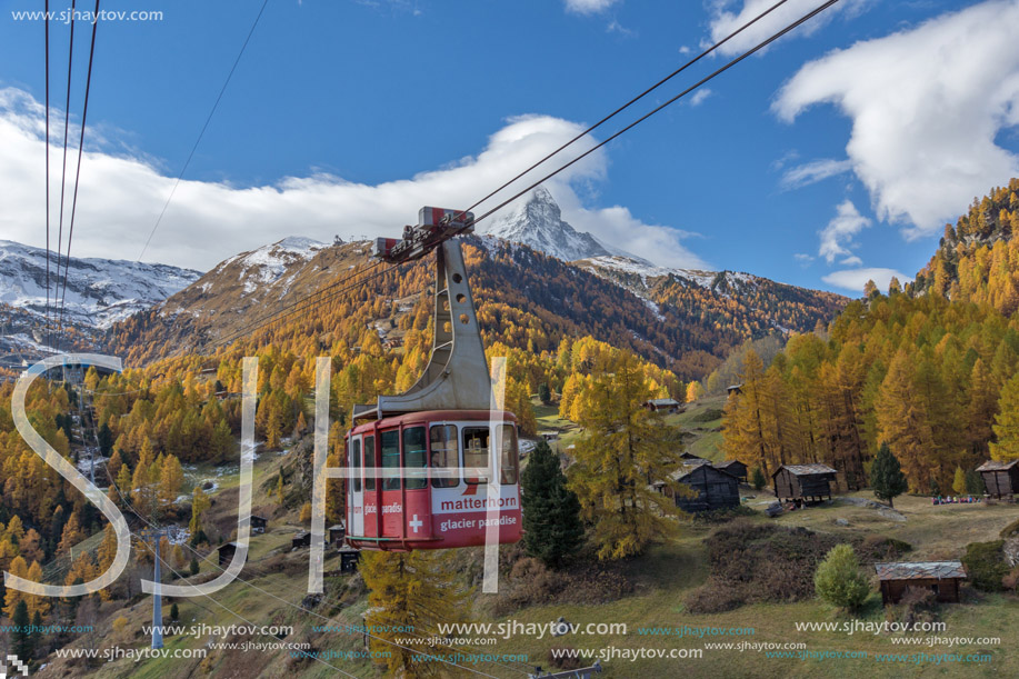 ZERMATT, SWITZERLAND - OCTOBER 27, 2015: Amazing view of Matterhorn from Zermatt, Switzerland