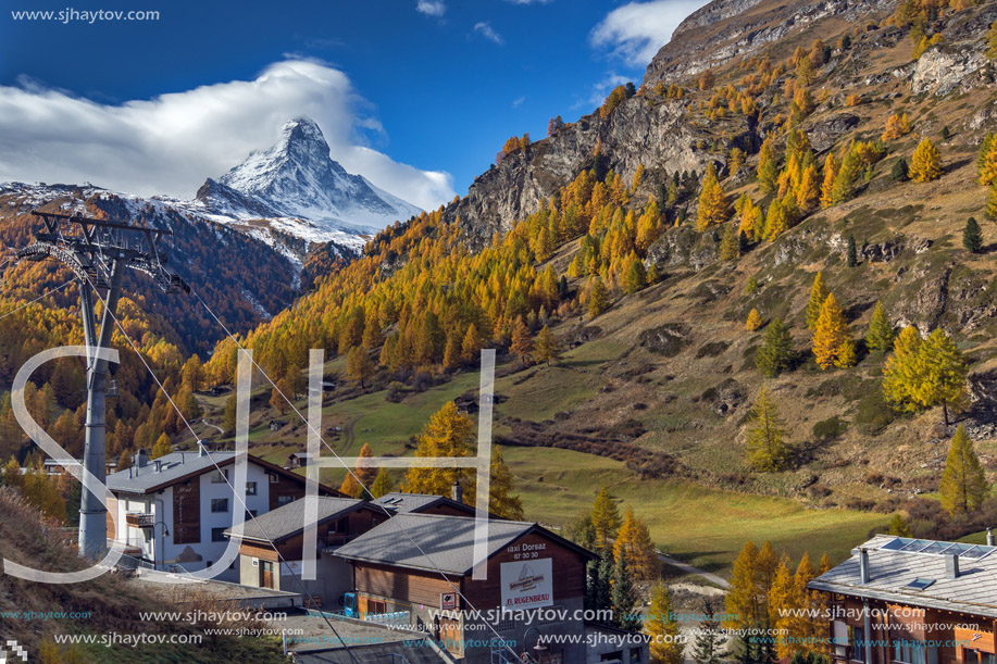 ZERMATT, SWITZERLAND - OCTOBER 27, 2015: Amazing view of Matterhorn from Zermatt, Switzerland