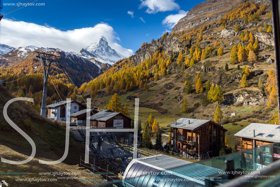 ZERMATT, SWITZERLAND - OCTOBER 27, 2015: Amazing view of Matterhorn from Zermatt, Switzerland