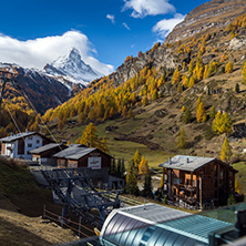 ZERMATT, SWITZERLAND - OCTOBER 27, 2015: Amazing view of Matterhorn from Zermatt, Switzerland