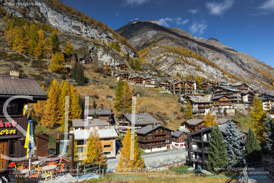 ZERMATT, SWITZERLAND - OCTOBER 27, 2015: Amazing view of Zermatt Resort, Canton of Valais, Switzerland