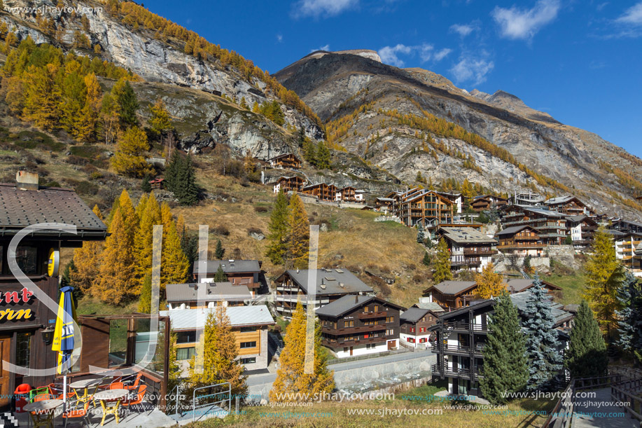 ZERMATT, SWITZERLAND - OCTOBER 27, 2015: Amazing view of Zermatt Resort, Canton of Valais, Switzerland