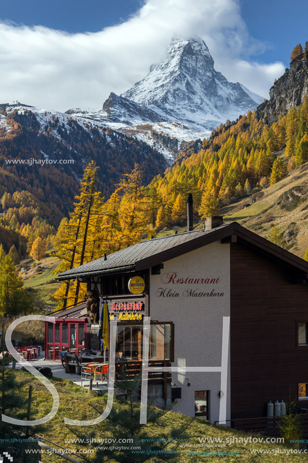 ZERMATT, SWITZERLAND - OCTOBER 27, 2015: Amazing view of Zermatt Resort, Canton of Valais, Switzerland