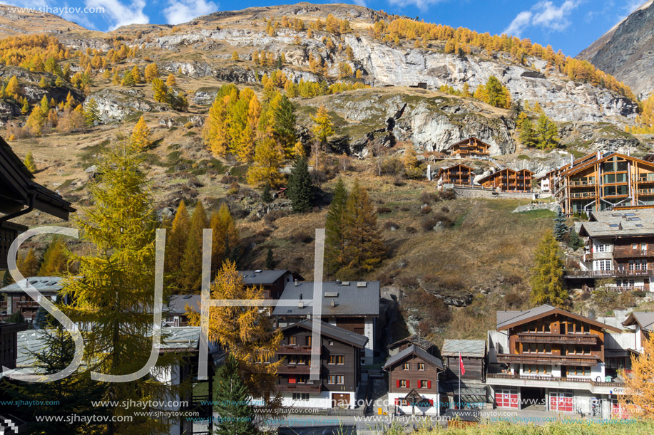 ZERMATT, SWITZERLAND - OCTOBER 27, 2015: Amazing view of Zermatt Resort, Canton of Valais, Switzerland