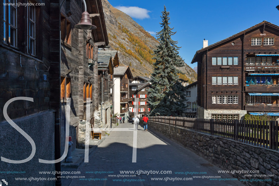 ZERMATT, SWITZERLAND - OCTOBER 27, 2015: Amazing view of Zermatt Resort, Canton of Valais, Switzerland