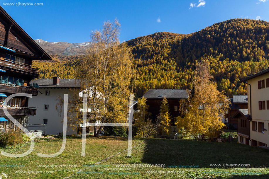 ZERMATT, SWITZERLAND - OCTOBER 27, 2015: Amazing view of Zermatt Resort, Canton of Valais, Switzerland