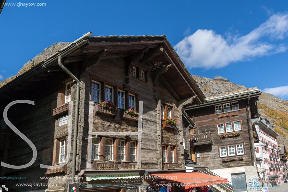 ZERMATT, SWITZERLAND - OCTOBER 27, 2015: Amazing view of Zermatt Resort, Canton of Valais, Switzerland