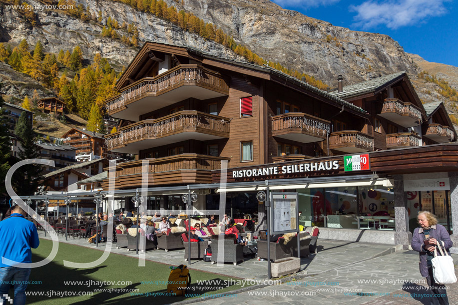 ZERMATT, SWITZERLAND - OCTOBER 27, 2015: Amazing view of Zermatt Resort, Canton of Valais, Switzerland