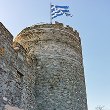Tower of the Byzantine castle in Kavala, East Macedonia and Thrace, Greece