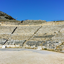 Ruins of Ancient Theater in the archeological area of Philippi, Eastern Macedonia and Thrace, Greece
