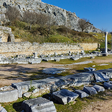 Ancient columns in the archeological area of Philippi, Eastern Macedonia and Thrace, Greece