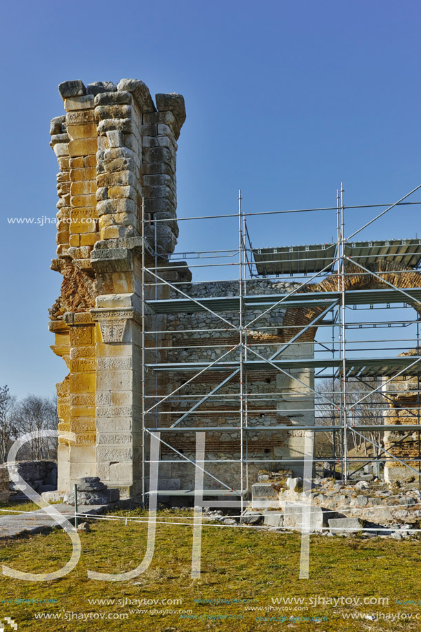 Basilica in the archeological area of ancient Philippi, Eastern Macedonia and Thrace, Greece