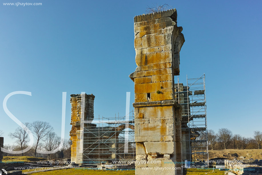 Basilica in the archeological area of ancient Philippi, Eastern Macedonia and Thrace, Greece