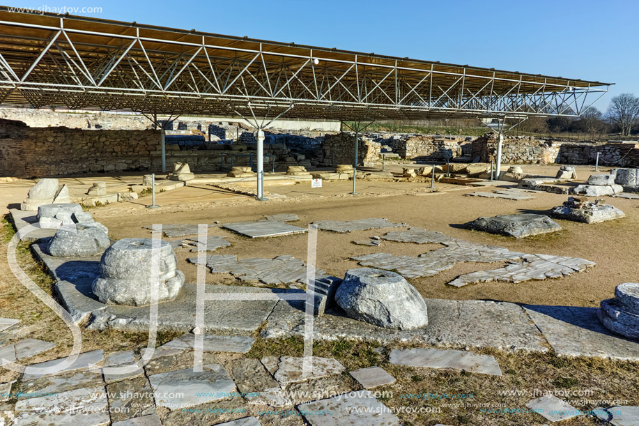 Ruins of octagon church in the archeological area of ancient Philippi, Eastern Macedonia and Thrace, Greece