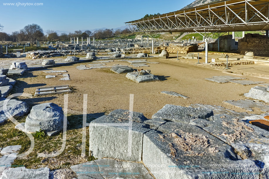 Ruins of octagon church in the archeological area of ancient Philippi, Eastern Macedonia and Thrace, Greece