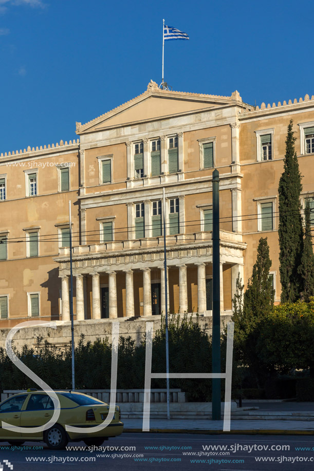 ATHENS, GREECE - JANUARY 19 2017: The Greek parliament in Athens, Attica, Greece