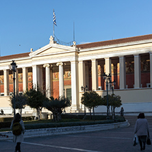 ATHENS, GREECE - JANUARY 19 2017:  Amazing view of University of Athens, Attica, Greece