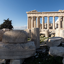 ATHENS, GREECE - JANUARY 20 2017:  Amazing view of The Parthenon in the Acropolis of Athens, Attica, Greece