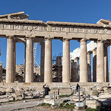 ATHENS, GREECE - JANUARY 20 2017:  Amazing view of The Parthenon in the Acropolis of Athens, Attica, Greece