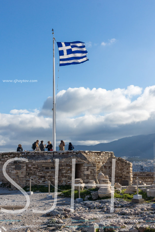 ATHENS, GREECE - JANUARY 20 2017:  Amazing view of the Acropolis of Athens, Attica, Greece
