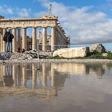 ATHENS, GREECE - JANUARY 20 2017:  Amazing view of The Parthenon in the Acropolis of Athens, Attica, Greece