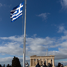 ATHENS, GREECE - JANUARY 20 2017:  Amazing view of The Parthenon in the Acropolis of Athens, Attica, Greece