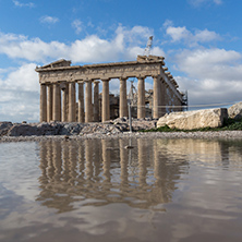 ATHENS, GREECE - JANUARY 20 2017:  Amazing view of The Parthenon in the Acropolis of Athens, Attica, Greece