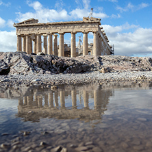 ATHENS, GREECE - JANUARY 20 2017:  Amazing view of The Parthenon in the Acropolis of Athens, Attica, Greece