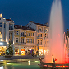 PLOVDIV, BULGARIA - APRIL 29 2017:  Night photo of Walking street in city of Plovdiv, Bulgaria