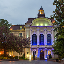 PLOVDIV, BULGARIA - DECEMBER 30 2016: Night photo of City Hall in Plovdiv, Bulgaria