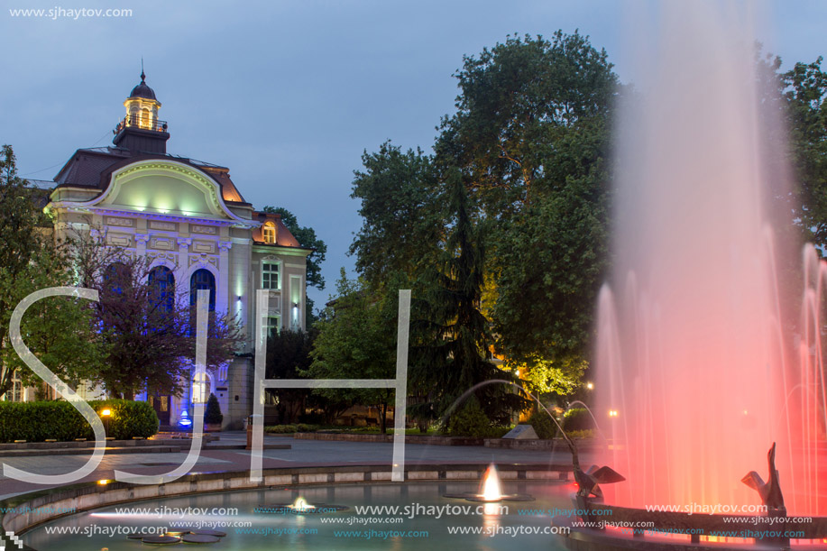 PLOVDIV, BULGARIA - DECEMBER 30 2016: Night photo of City Hall in Plovdiv, Bulgaria