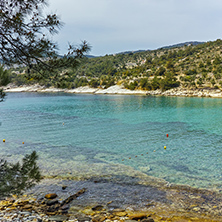 Panoramic view to village and beach of Aliki, Thassos island,  East Macedonia and Thrace, Greece