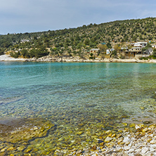 Panoramic view to village and beach of Aliki, Thassos island,  East Macedonia and Thrace, Greece