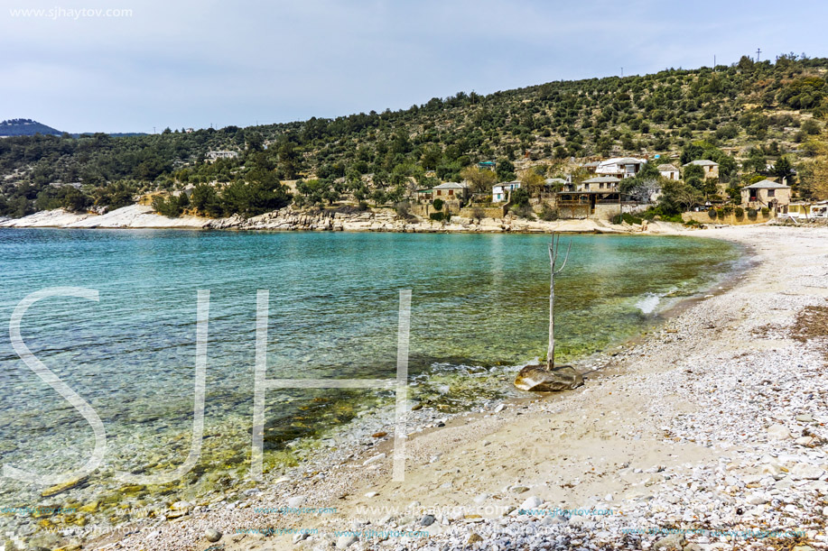 Panoramic view to village and beach of Aliki, Thassos island,  East Macedonia and Thrace, Greece
