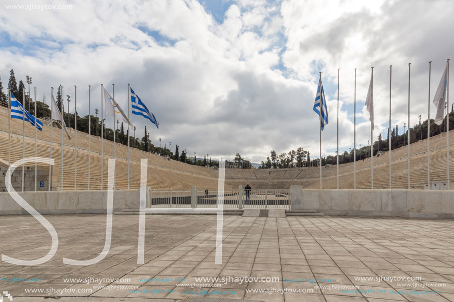 ATHENS, GREECE - JANUARY 20 2017: Panathenaic stadium or kallimarmaro in Athens,  Attica, Greece