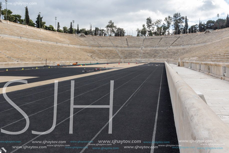 ATHENS, GREECE - JANUARY 20 2017: Panathenaic stadium or kallimarmaro in Athens,  Attica, Greece