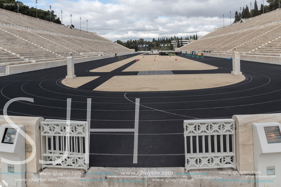 ATHENS, GREECE - JANUARY 20 2017: Panathenaic stadium or kallimarmaro in Athens,  Attica, Greece