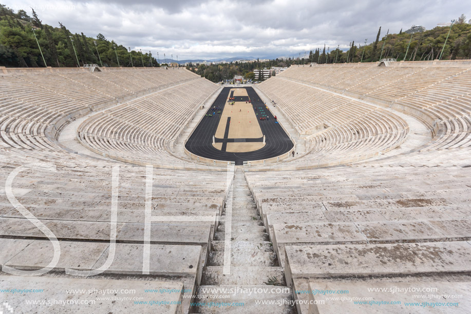 ATHENS, GREECE - JANUARY 20 2017: Panathenaic stadium or kallimarmaro in Athens,  Attica, Greece