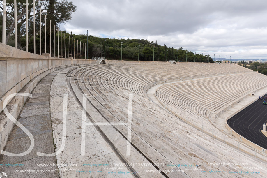 ATHENS, GREECE - JANUARY 20 2017: Panathenaic stadium or kallimarmaro in Athens,  Attica, Greece