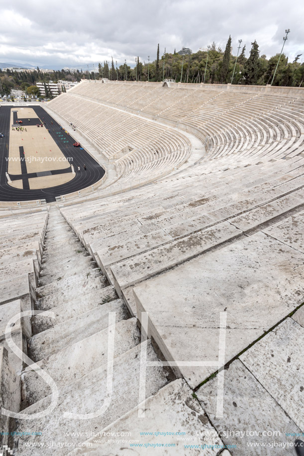 ATHENS, GREECE - JANUARY 20 2017: Panathenaic stadium or kallimarmaro in Athens,  Attica, Greece