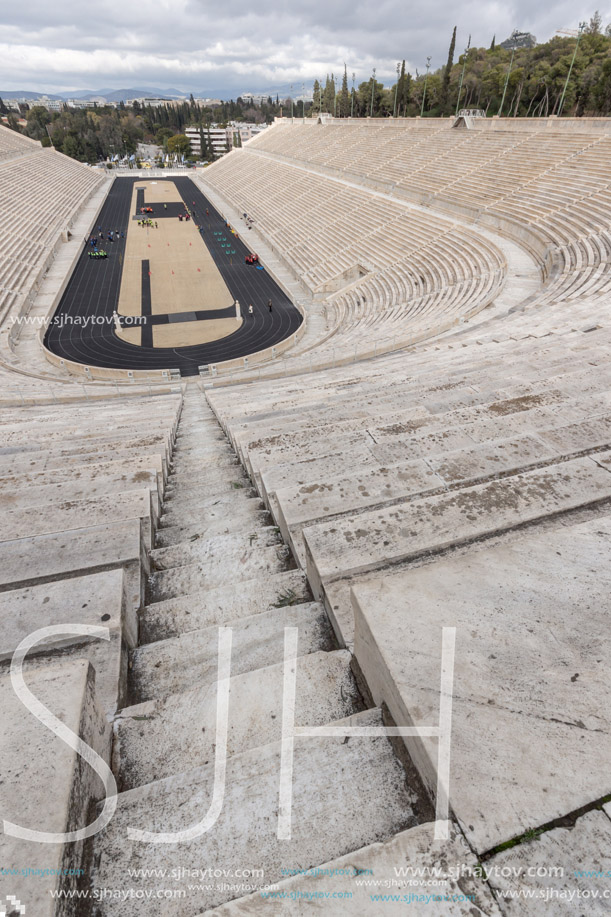 ATHENS, GREECE - JANUARY 20 2017: Panathenaic stadium or kallimarmaro in Athens,  Attica, Greece