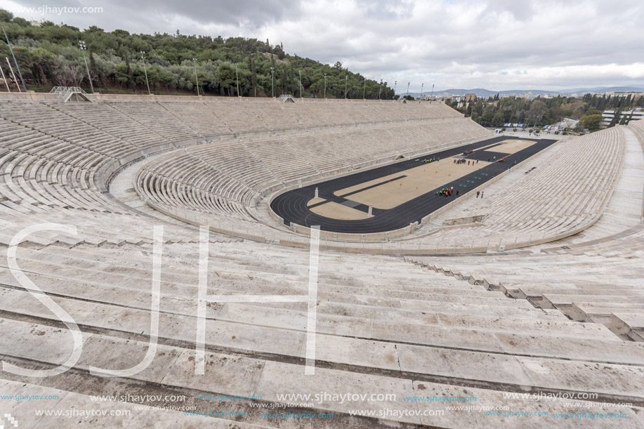 ATHENS, GREECE - JANUARY 20 2017: Panathenaic stadium or kallimarmaro in Athens,  Attica, Greece