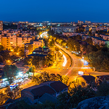 PLOVDIV, BULGARIA - SEPTEMBER 2 2016:  Sunset view of city of Plovdiv from Nebet tepe hill, Bulgaria