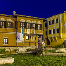 PLOVDIV, BULGARIA - SEPTEMBER 2 2016:  Night photo of Houses in old town of city of Plovdiv, Bulgaria