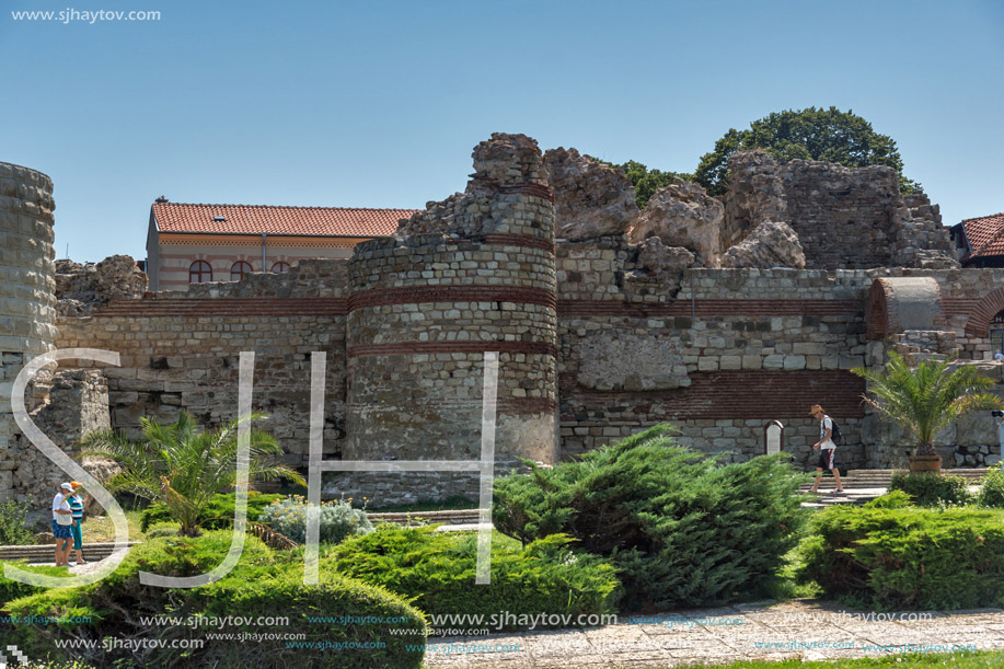 NESSEBAR, BULGARIA - 30 JULY 2014: Ancient ruins in the town of Nessebar, Burgas Region, Bulgaria